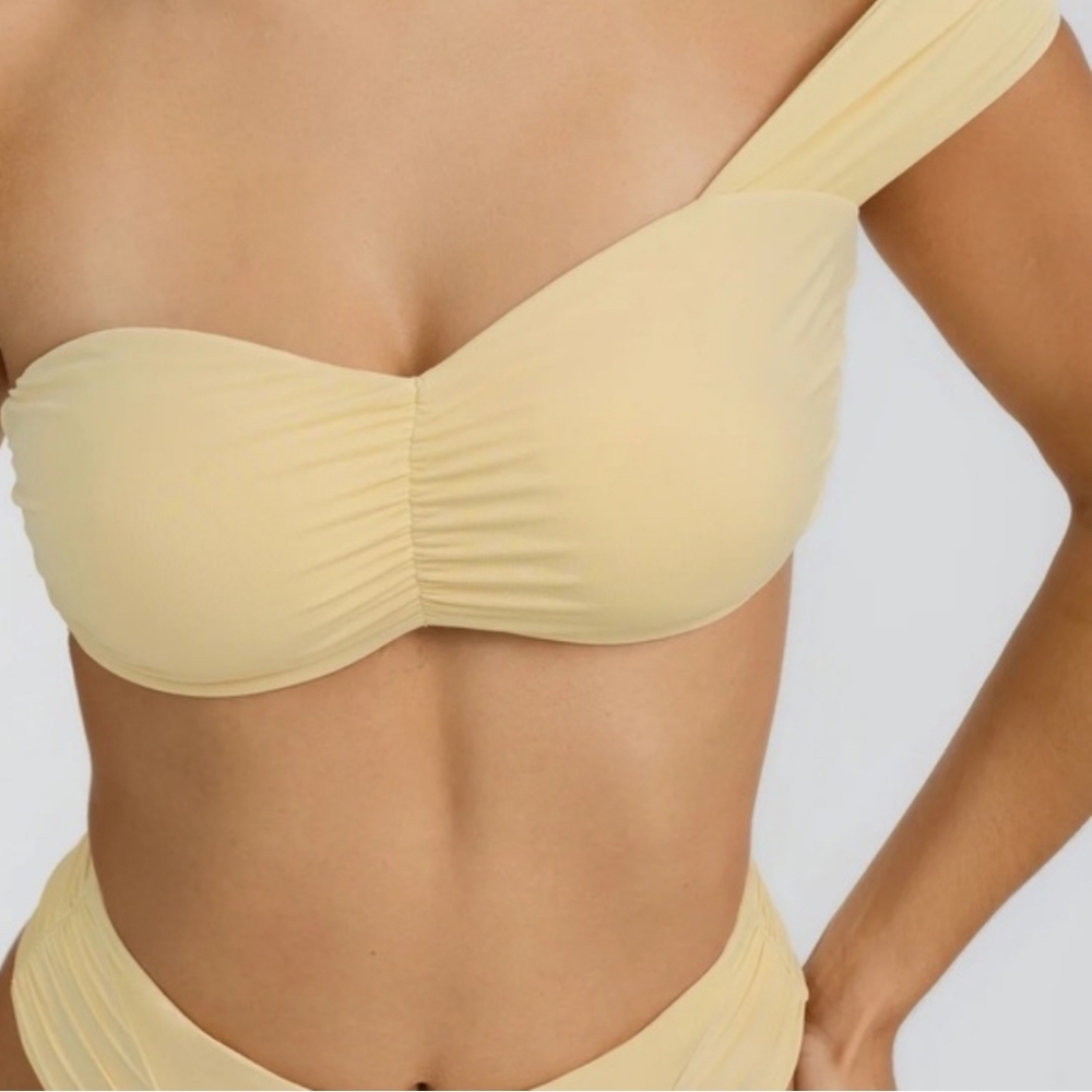 NWT Riot Swim Cruz Yellow Off-Shoulder Bikini Top‎ Butter Yellow